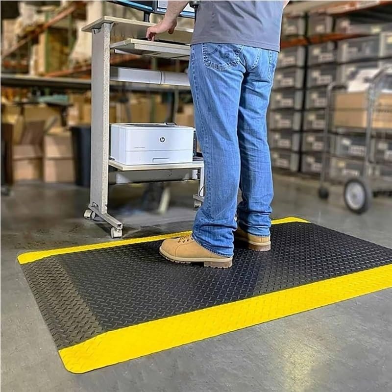Anti Fatigue Mats Industrial, Standing Mat Anti Fatigue for Work with Yellow Border, Commercial Floor Matting Polyurethane Kitchen, Support & Relief Leg Feet Knees(T 3cm(1 1/5"),40x90/100x230cm)
