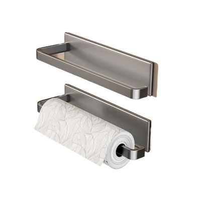 Paper Towel Holder, 2 Pcs Magnetic Holder Wall-Mounted for Kitchen Fridge Cabinet(Gray)