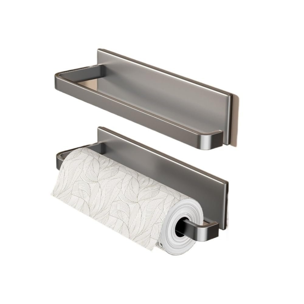 Paper Towel Holder, 2 Pcs Magnetic Holder Wall-Mounted for Kitchen Fridge Cabinet(Gray)
