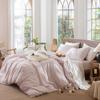 MooMee Gingham Duvet Cover Set 100% Washed Cotton Linen Like view 3