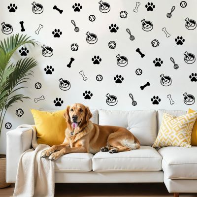 Dog Paw Wall Decals, 6 Sheets 168 Pcs