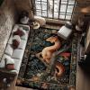 10x12 Dragon Rug, Western Dragon Area Rug, Washable Fantasy Rugs, Vintage Boho Dragons Carpet, Medieval Floral Dragons Carpet for Living Room, Non Slip & Faux Cashmere Low Pile view 1