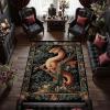 10x12 Dragon Rug, Western Dragon Area Rug, Washable Fantasy Rugs, Vintage Boho Dragons Carpet, Medieval Floral Dragons Carpet for Living Room, Non Slip & Faux Cashmere Low Pile view 3