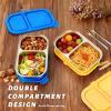 2 Pack Stainless Steel Snack Containers for Kids & Adults - Reusable 2 Compartment Snack Containers with Leakproof Silicone Lids, Divided Meal Prep Lunch Box Food Container for School, Office, Travel view 2