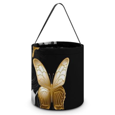 Halloween Tote Candy Bags, Gold White Butterflies Black Suitable for Party Supplies, Reusable Snack Gift Bags