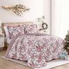 Wonderful 100% Cotton Red Floral Bedspread Set Full Size,Quilt Bedding Sets with Pillow Shams, 3 Pieces Botanical Coverlet Set, Quilted Blanket Bed Cover for All Season, 96"x110" view 2