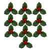 Tnyvm 10Pcs Christmas Holly Berries Faux Berry Flowers with Leaves Xmas Berry Picks Wreath Branches Christmas Vase Fillers, Artificial Flowers view 1