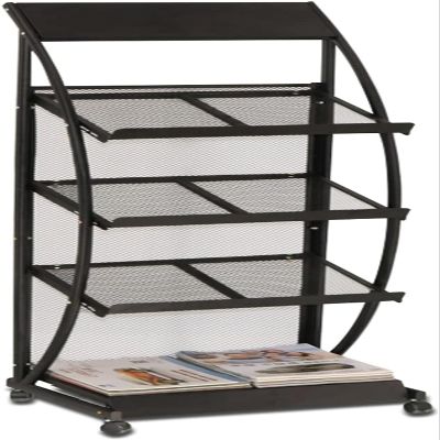 UHRLGHS Heavy Duty Magazine Rack, 4-Wheel Black Pamphlet Rack/Literature Rack/Poster Rack