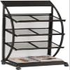 UHRLGHS Heavy Duty Magazine Rack, 4-Wheel Black Pamphlet Rack/Literature Rack/Poster Rack view 1