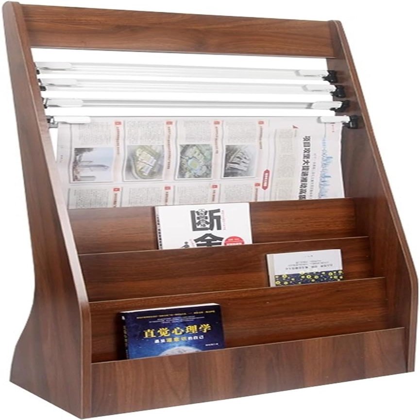 UHRLGHS Wooden Magazine Rack Brochure Rack Floor Standing Newspaper Organizer Vertical Newspaper Rack