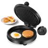 3-in-1 Electric Griddle & Panini Press - CACHOO 8" Nonstick Round Griddle and Sandwich Press with On/Off Switch, 180 Open Design, Perfect for Pancakes, Omelettes, Quesadillas, Veggies (Black) view 1