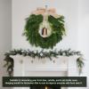 Diydeg Christmas Wreath, 19.69in Heart Shaped Artificial Cedar Wreath with Bell, Faux Cedar Greenery Fake Pine Wreath for Door Home Dining Table Mantel Porch Winter Holiday Decoration view 4