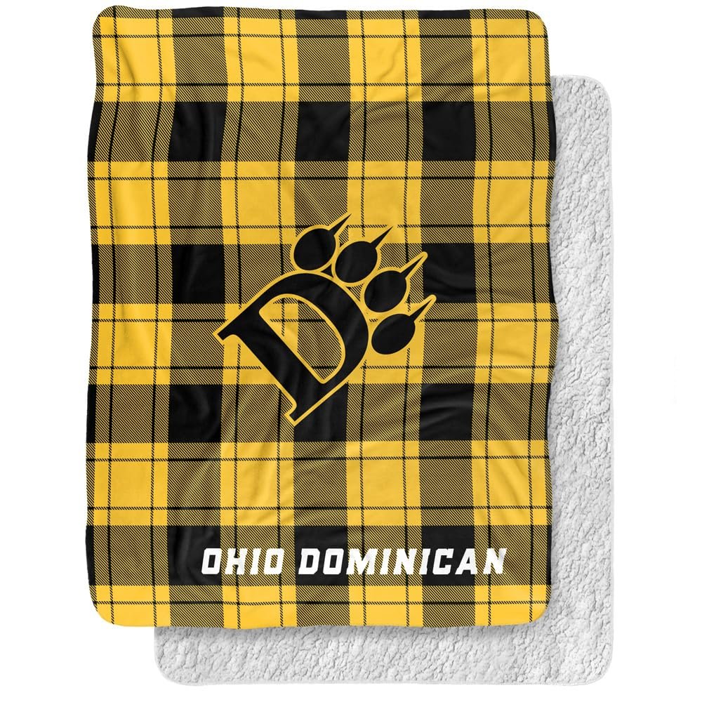 LOGOVISION Ohio Dominican University Campus Plaid Spirit Silky Touch Sherpa Back Super Soft Throw Blanket 60"x80"