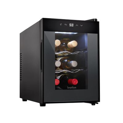Ivation 6 Bottle Thermoelectric Wine Cooler & Fridge, Black