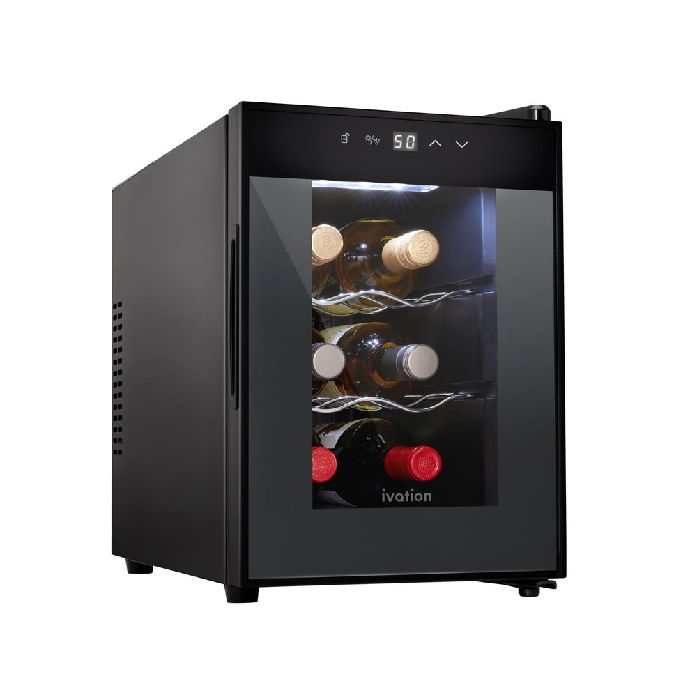 Ivation 6 Bottle Thermoelectric Wine Cooler & Fridge, Black