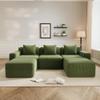 117.3" Cloud Couch Sectional Sofa, 3 Seat Modular Boneless Couches, Comfy Corduroy Fabric Sofa with Deep Seat, for Living Room, Apartment, Bedroom (Green, 117.3inch+2 Ottoman) view 3
