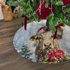 Christmas Santa Cow Pine Tree Poinsettia Christmas Tree Skirt,36 Inch Xmas Tree Ornaments Winter Snowy Large Round Trees Mat for Indoor Outdoor Holiday Party Decorations view 1
