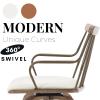 26 Inch Counter Height Bar Stools Set of 2, Swivel Counter Stools with Curved Arm and Footrest, Upholstered Wood Barstool with Metal Fence-Like Back for Kitchen Island Home Bar Pud(Beige Linen) view 4