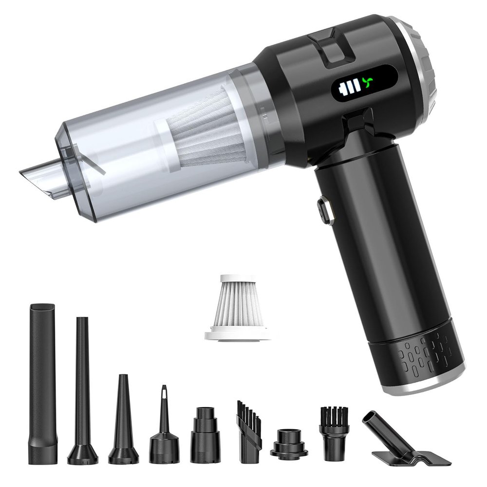 Sycoodeal Handheld Car Vacuum Cleaner, 25000PA Strong Cyclonic Suction Portable Mini Vacuum Cordless with Digital Display Lightweight Handheld for Pet Hair, Car, Home, Office, Kitchen(Silver)