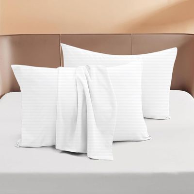 1000-TC Pima Cotton Pillowcases with Envelope Closure (2-Pack), King Size (20" x 40") White Stripe