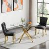 36'' Square Glass Dining Table Set for 2,3-Piece Modern Kitchen Table and Chairs Set for 2 with Metal Legs&Velvet 2 Chairs for Kitchen Dining Room view 1
