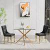36'' Square Glass Dining Table Set for 2,3-Piece Modern Kitchen Table and Chairs Set for 2 with Metal Legs&Velvet 2 Chairs for Kitchen Dining Room view 2