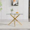 36'' Square Glass Dining Table Set for 2,3-Piece Modern Kitchen Table and Chairs Set for 2 with Metal Legs&Velvet 2 Chairs for Kitchen Dining Room view 4