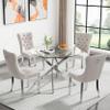 36'' Round Glass Dining Table Set for 4,5-Piece Round Kitchen Table and Chairs Set for 4 with Metal Legs&Velvet 4 Chairs for Kitchen Dining Room view 1