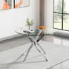 36'' Round Glass Dining Table Set for 4,5-Piece Round Kitchen Table and Chairs Set for 4 with Metal Legs&Velvet 4 Chairs for Kitchen Dining Room view 3