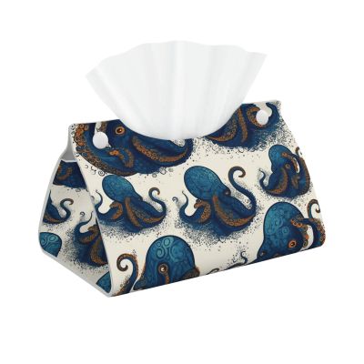 Tentacles Octopus Tissue Box Cover PU Leather Rectangular Tissue Box Holder Modern Decorative Tissue Cover Facial Paper Organizer Dispenser for Home, Car, Hotel, Office