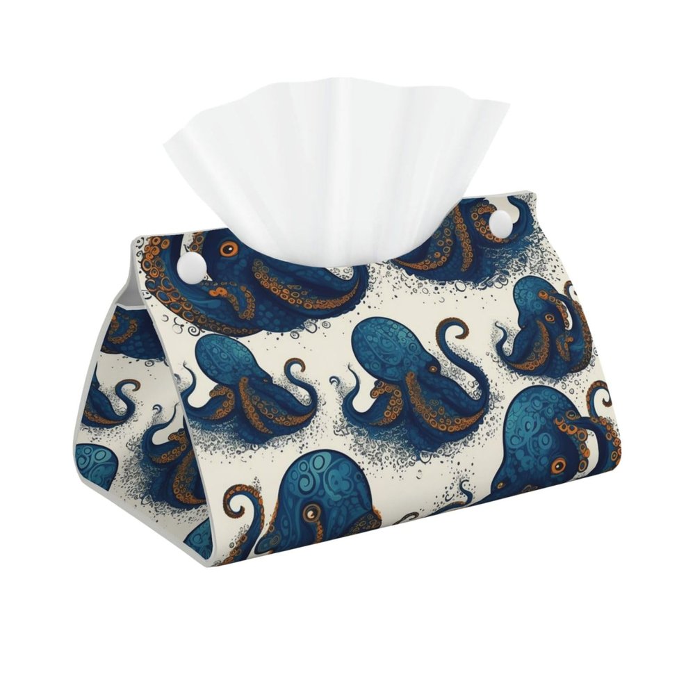 Tentacles Octopus Tissue Box Cover PU Leather Rectangular Tissue Box Holder Modern Decorative Tissue Cover Facial Paper Organizer Dispenser for Home, Car, Hotel, Office