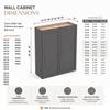 HCIOAN Wall-Mounted Cabinet Solid Wood Shaker Style Medicine Cabinet with Adjustable Shelves & Soft-Close Doors for Bathroom, Kitchen, and Office Storage (Pebble Gray, 24" W x 12" D x 42" H) view 3
