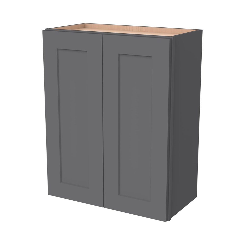 HCIOAN Wall-Mounted Cabinet  Solid Wood Shaker Style Medicine Cabinet with Adjustable Shelves & Soft-Close Doors for Bathroom, Kitchen, and Office Storage (Pebble Gray, 33" W x 12" D x 30" H)