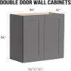 HCIOAN Wall-Mounted Cabinet  Solid Wood Shaker Style Medicine Cabinet with Adjustable Shelves & Soft-Close Doors for Bathroom, Kitchen, and Office Storage (Pebble Gray, 33" W x 12" D x 30" H) view 3