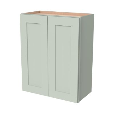 HCIOAN Wall-Mounted Cabinet  Solid Wood Shaker Style Medicine Cabinet with Adjustable Shelves & Soft-Close Doors for Bathroom, Kitchen, and Office Storage (Jade Green, 27" W x 12" D x 36" H)