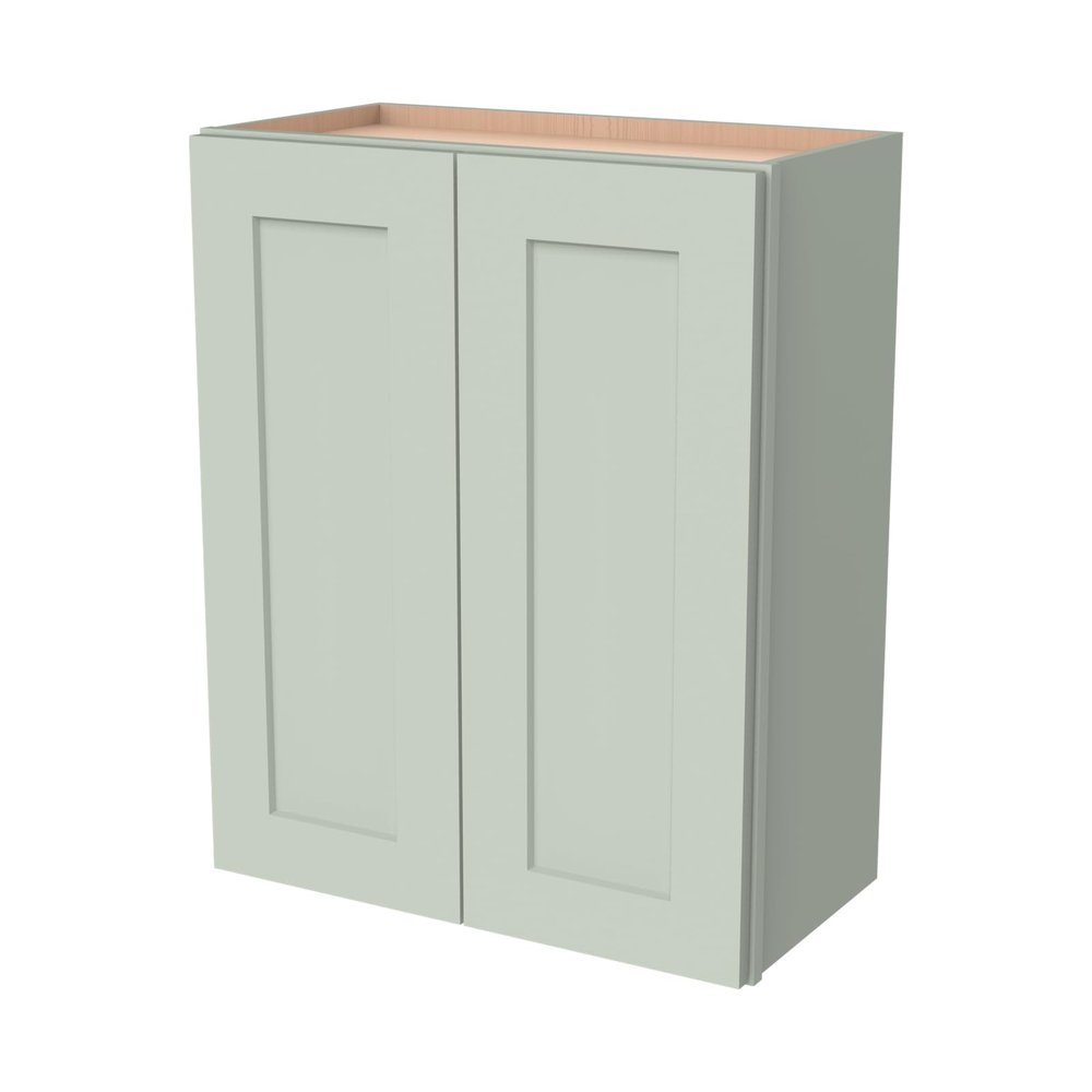 HCIOAN Wall-Mounted Cabinet  Solid Wood Shaker Style Medicine Cabinet with Adjustable Shelves & Soft-Close Doors for Bathroom, Kitchen, and Office Storage (Jade Green, 27" W x 12" D x 36" H)