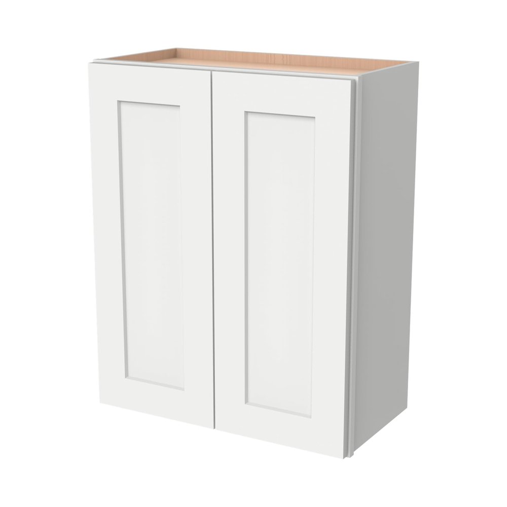 HCIOAN Wall-Mounted Cabinet  Solid Wood Shaker Style Medicine Cabinet with Adjustable Shelves & Soft-Close Doors for Bathroom, Kitchen, and Office Storage (Origami White, 30" W x 12" D x 42" H)