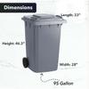 Zedfire [2 Pack] 95 Gallon Rolling Trash Can with Lid, Heavy-Duty Wheeled Garbage Bin, Mobile Trash Container for Outdoor or Commercial Use, Gray view 2