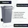 Zedfire [2 Pack] 95 Gallon Rolling Trash Can with Lid, Heavy-Duty Wheeled Garbage Bin, Mobile Trash Container for Outdoor or Commercial Use, Gray view 3