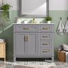 36" Blue Modern Bathroom Vanity with Ceramic Sink, Soft Close Doors, 4 Drawers for Storage, Elegant Design for Small Bathrooms (Gray) view 3