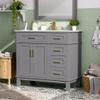 36" Blue Modern Bathroom Vanity with Ceramic Sink, Soft Close Doors, 4 Drawers for Storage, Elegant Design for Small Bathrooms (Gray) view 4