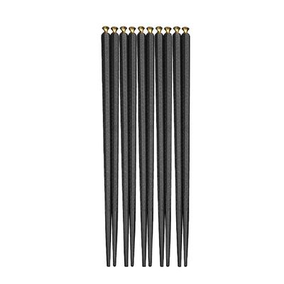 10 Pairs 22 cm Black Reusable Fiberglass Chopsticks Dishwasher Safe,Non-Slip,Easy to Use(Gold,5 pairs)