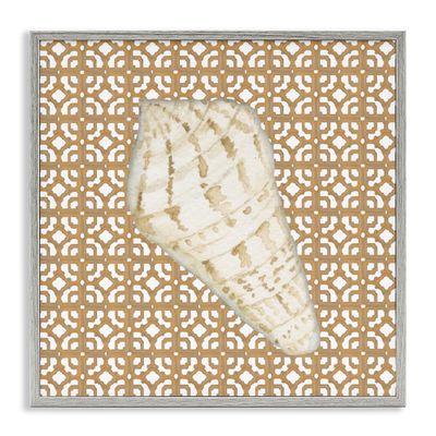 Stupell Industries Coastal Tile And Shell Gray Framed Giclee Art, design by Lee Ann Sanders, 24 x 24