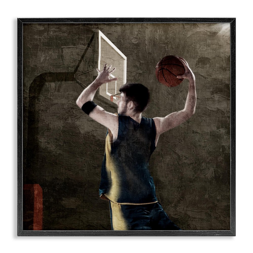 Stupell Industries Basketball Dunk In Action Black Framed Giclee Art, design by Kim Allen, 24 x 24