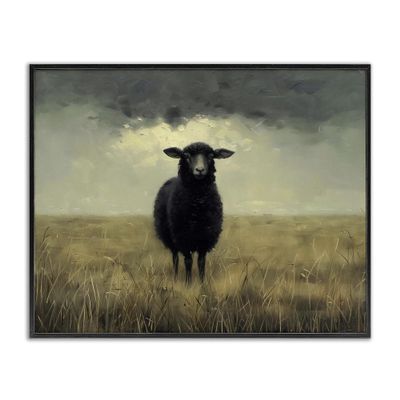 Stupell Industries Black Sheep in Field Black Framed Giclee Art, design by Arlington Prints, 16 x 20