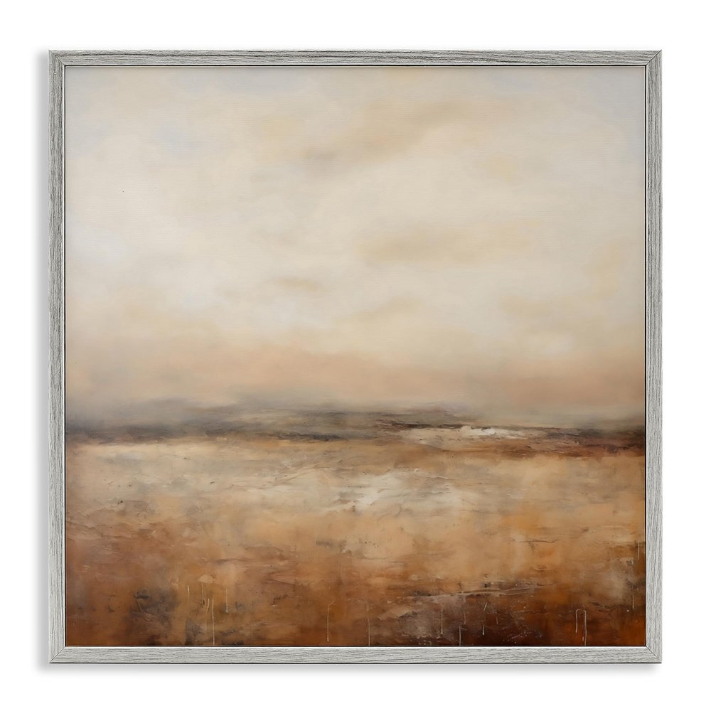 Stupell Industries Calm Abstract Landscape Neutrals Gray Framed Giclee Art, design by Creative Studio, 12 x 12