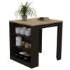 Modern Black/Pine Kitchen Island with 3 Open Shelves 36.2" Square Countertop, Engineered Wood Construction, TSCA Compliant, Perfect for Breakfast Nook & Dining Room view 1