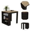Modern Black/Pine Kitchen Island with 3 Open Shelves 36.2" Square Countertop, Engineered Wood Construction, TSCA Compliant, Perfect for Breakfast Nook & Dining Room view 4
