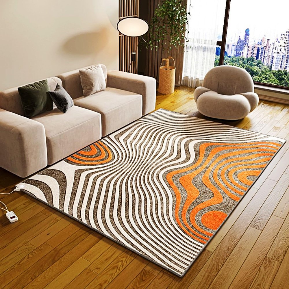 Floor Heating Pad, Carbon Crystal Electric Heating Carpet, Fast Heating Area Rug Floor Heater, Electric Blankets, Heated Floor Mat for Home Living Room(A,150x200cm)