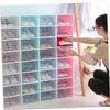 COOLHIYA 6PCS Large Transparent Stackable Shoe Storage Boxes Thickened Plastic Organizer with Door for Closet Entryway Bedroom Blue view 2